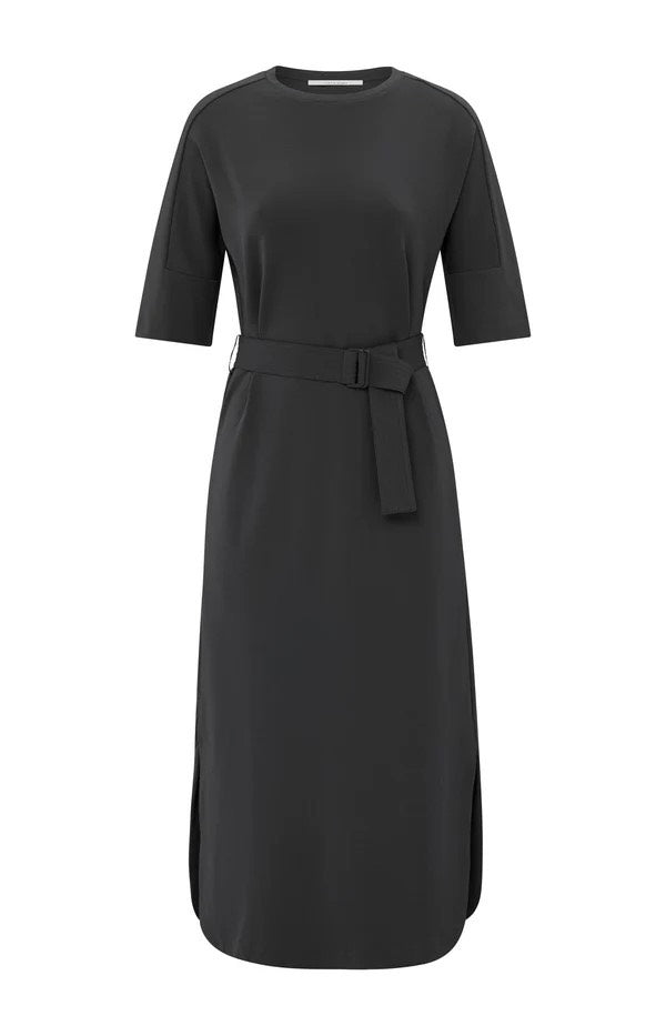 Jersey Dress With Belt - Antraciet