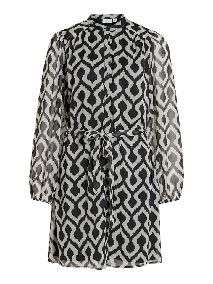 Vifalia L/s Dress - Noos - Zwart Dessin