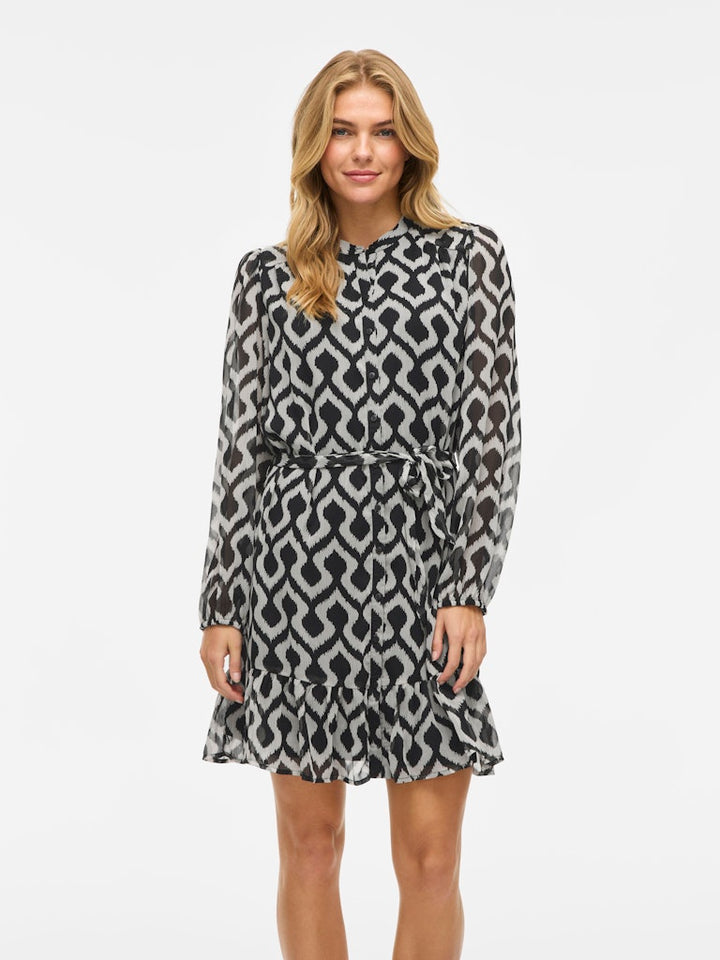 Vifalia L/s Dress - Noos - Zwart Dessin