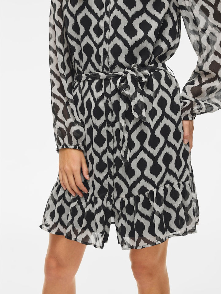 Vifalia L/s Dress - Noos - Zwart Dessin