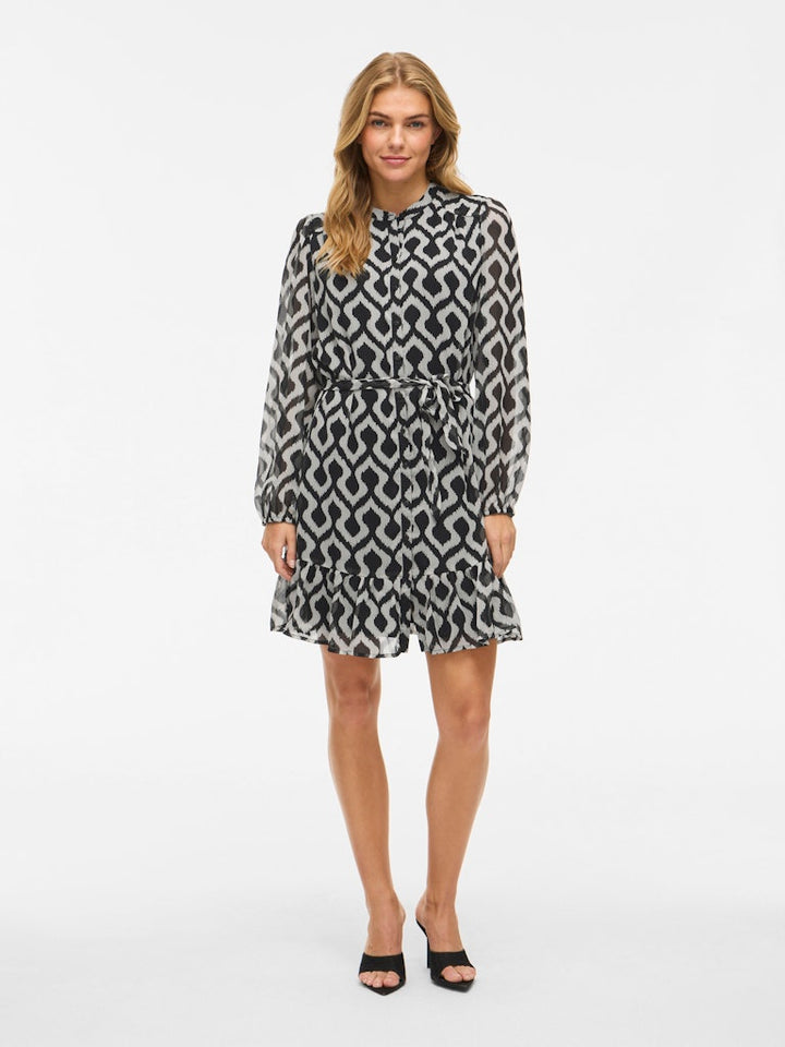 Vifalia L/s Dress - Noos - Zwart Dessin