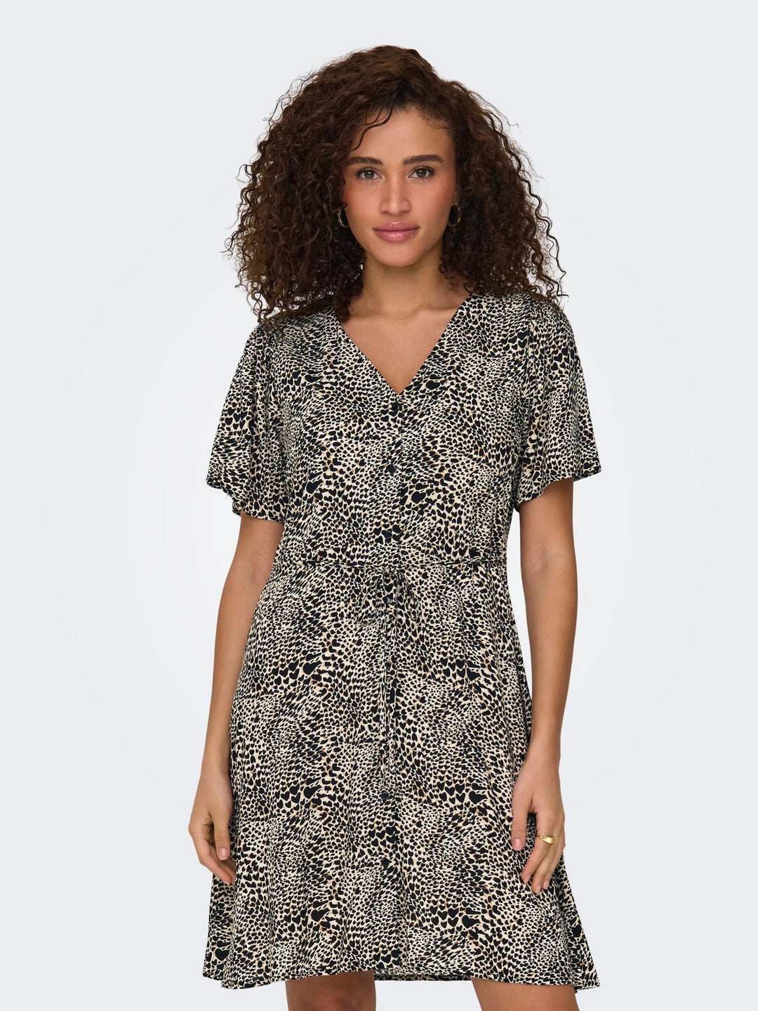 Onlevida S/s Short Dress Wvn Noos - Zwart Dessin