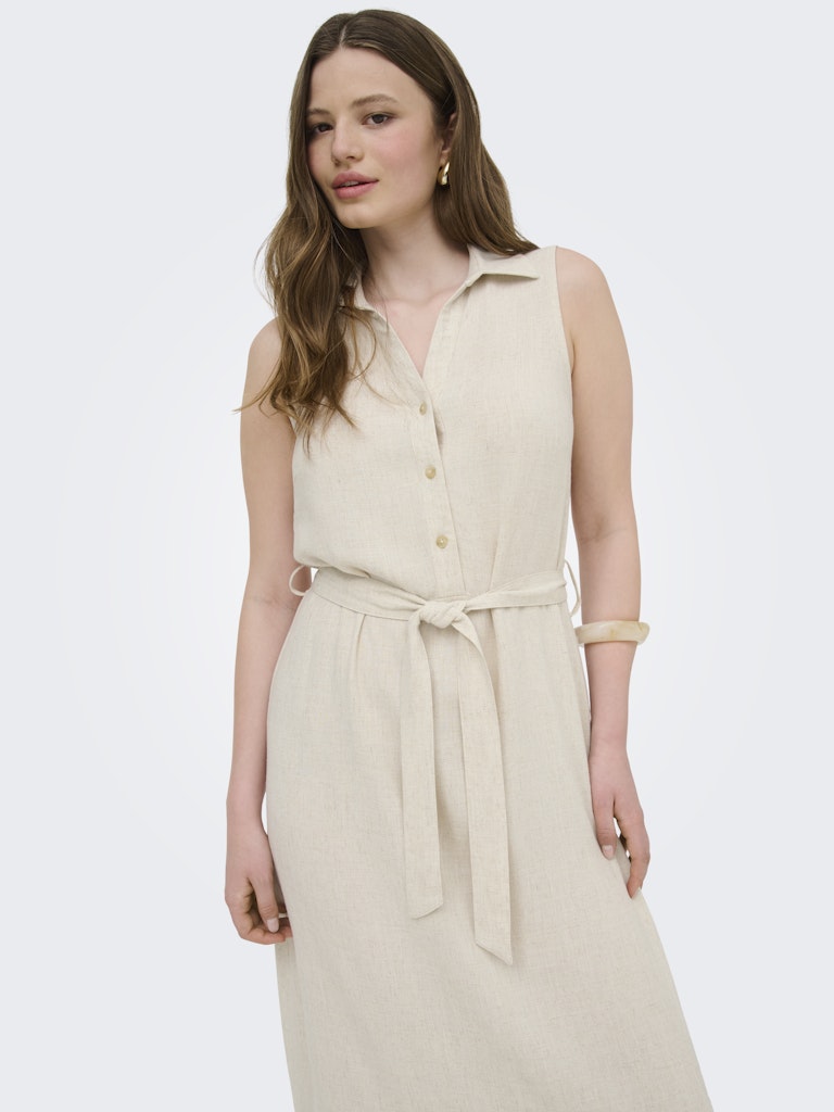 Onlsiesta Lin Sl Belt Dress Pnt Noos - Beige