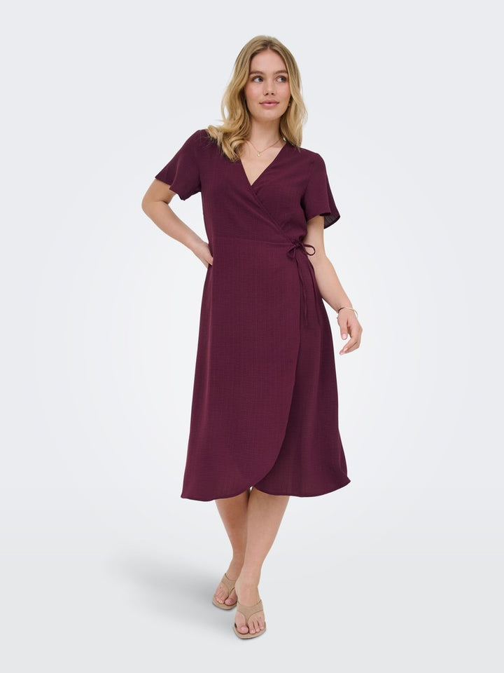Onlcali Life S/s Wrap Dress Wvn Noos - Fuchsia