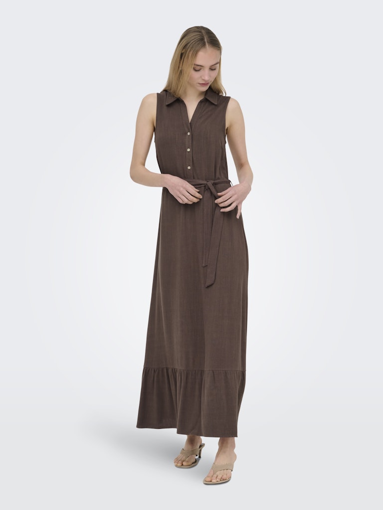 Onlsiesta Lin Sl Belt Dress Pnt Noos - Bruin