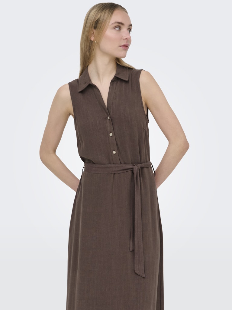 Onlsiesta Lin Sl Belt Dress Pnt Noos - Bruin