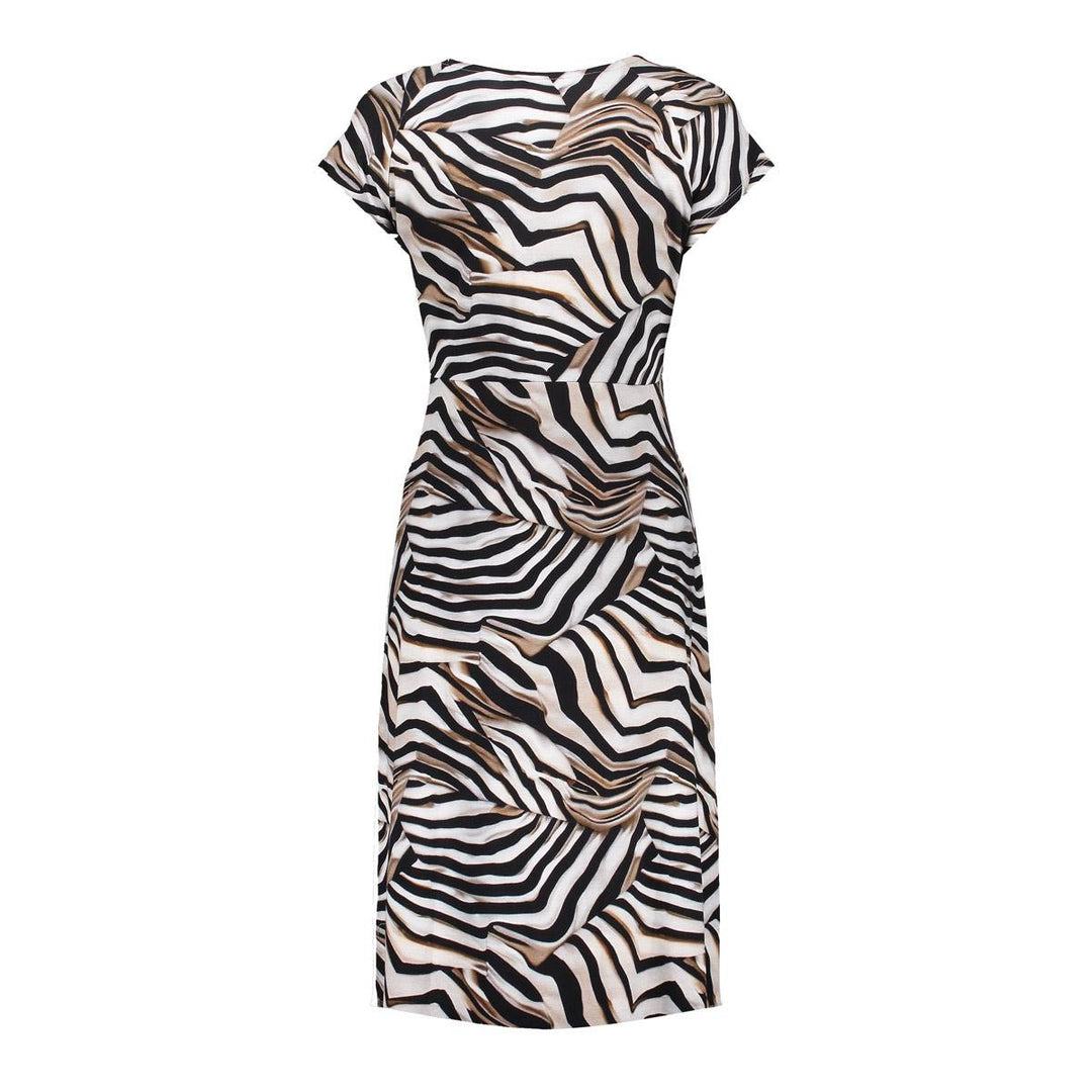 Dress V-neck Short Aop - Ecru Dessin