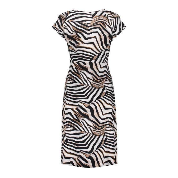 Dress V-neck Short Aop - Ecru Dessin