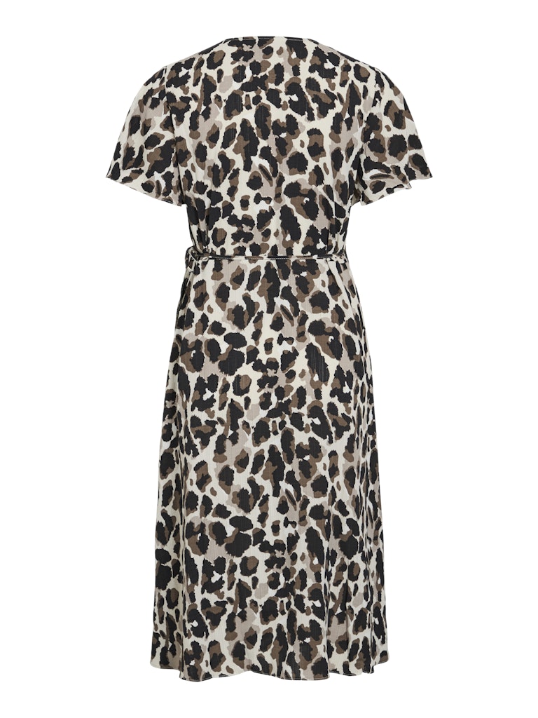 Vilovie Ss Wrap Midi Dress - Ecru Dessin