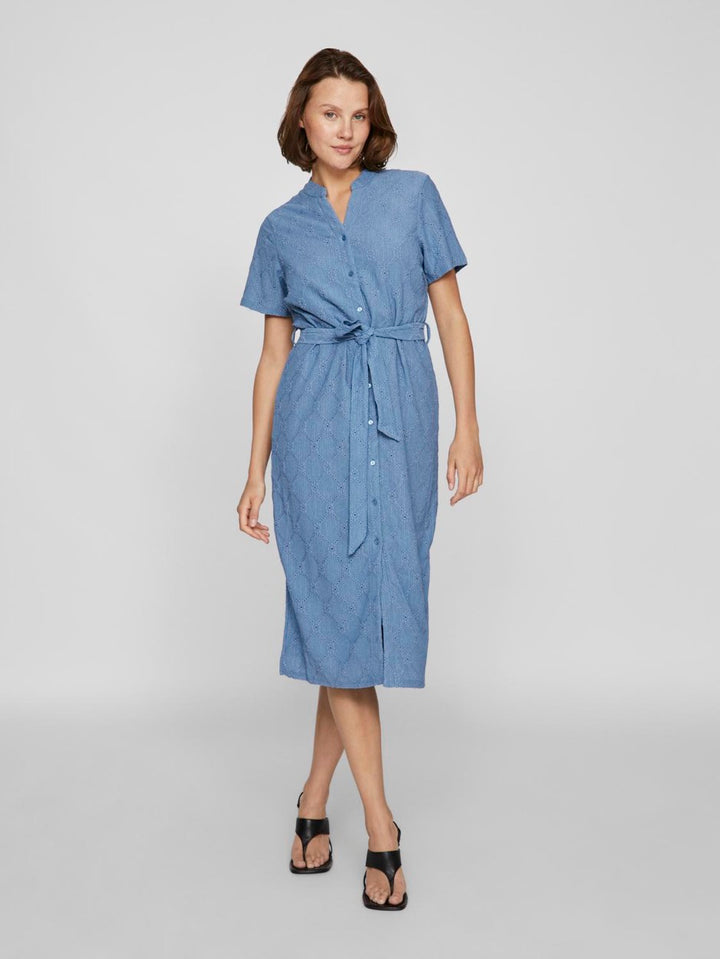 Videlea V-neck S/s Midi Dress/r/vol - Rafblauw