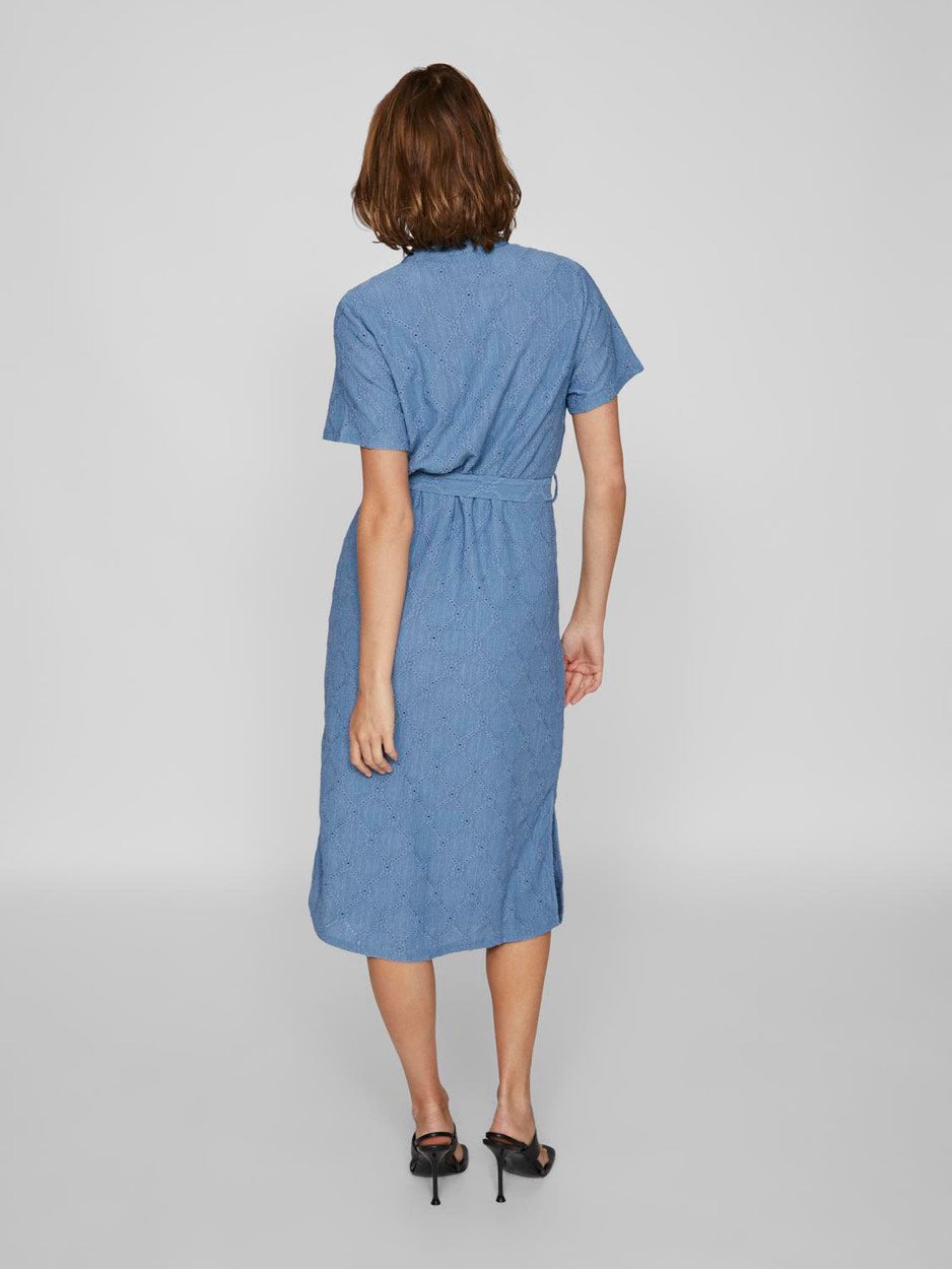 Videlea V-neck S/s Midi Dress/r/vol - Rafblauw