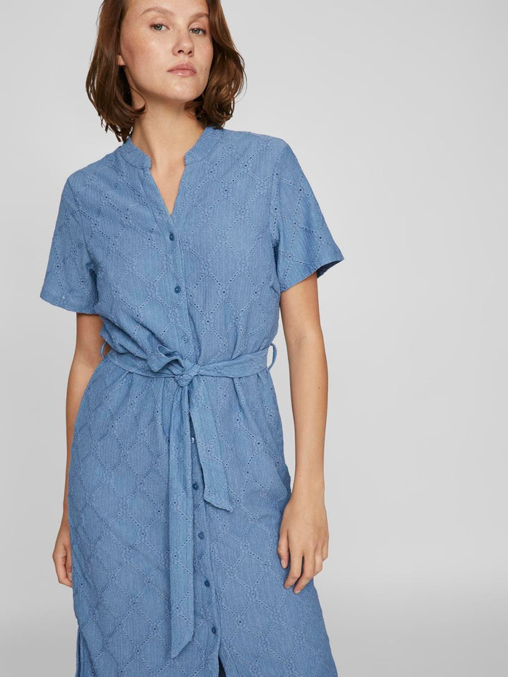 Videlea V-neck S/s Midi Dress/r/vol - Rafblauw