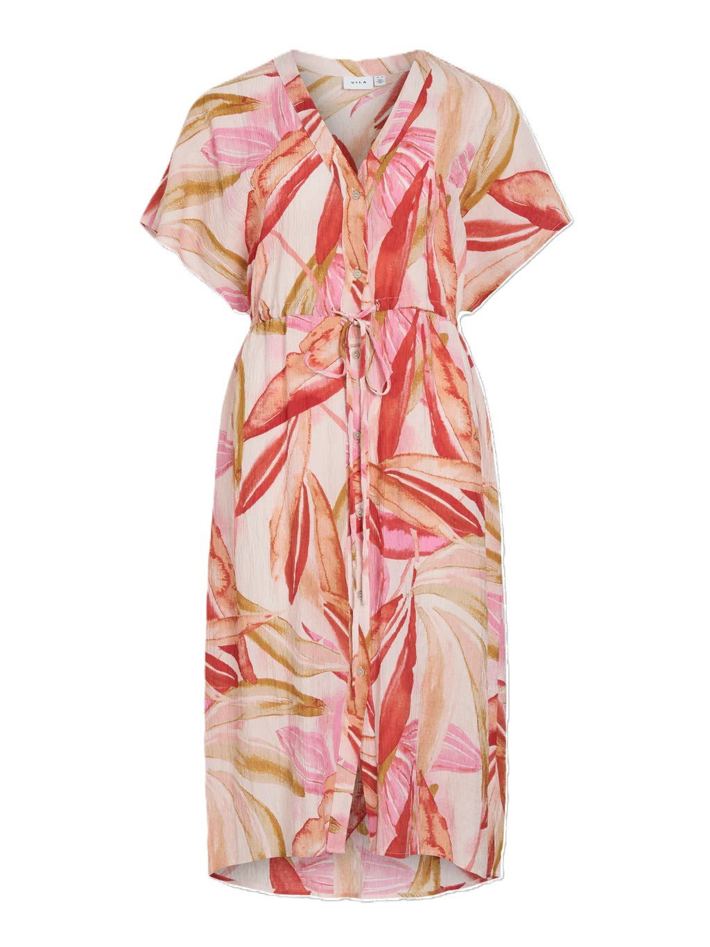 Vilimia Pri V-neck S/s Midi Dress/pb - Roze Dessin