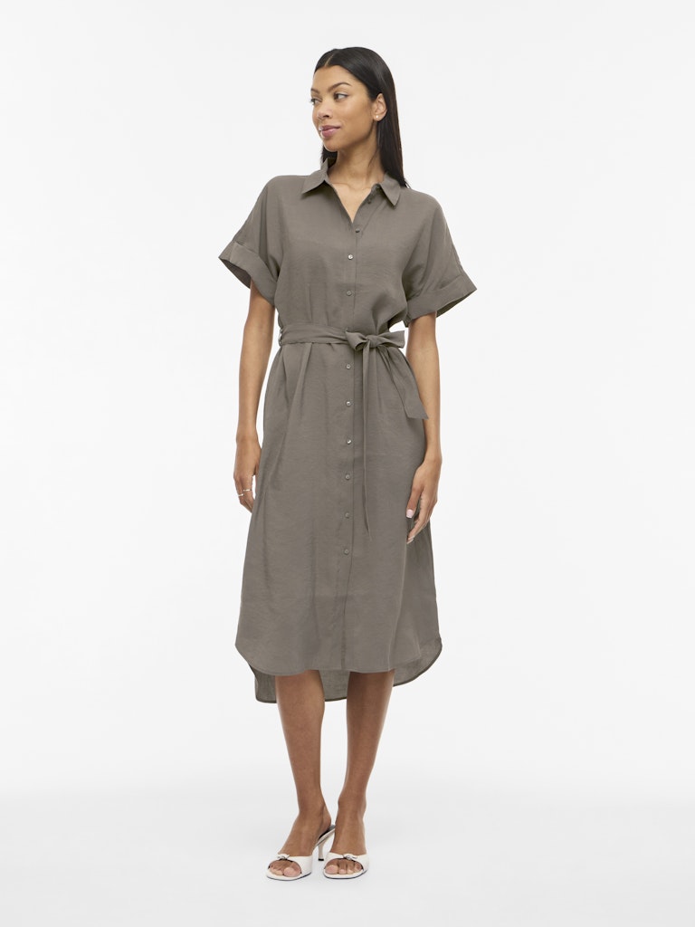 Vihula S/s Midi Shirt Dress - Noos - Taupe