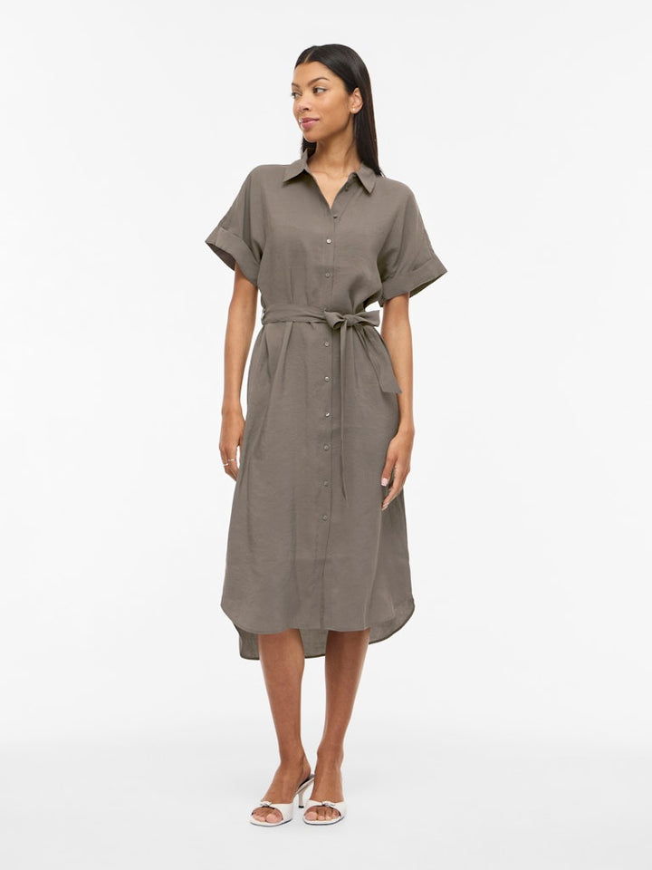 Vihula S/s Midi Shirt Dress - Noos - Taupe