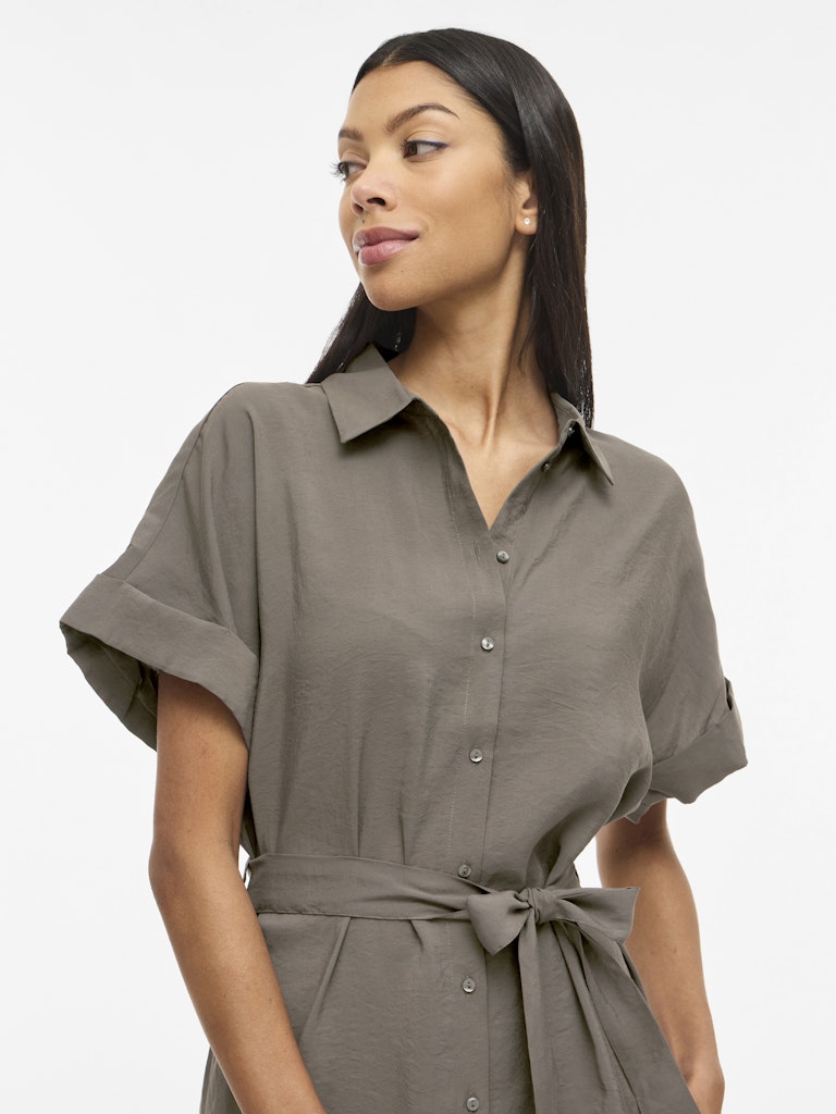 Vihula S/s Midi Shirt Dress - Noos - Taupe