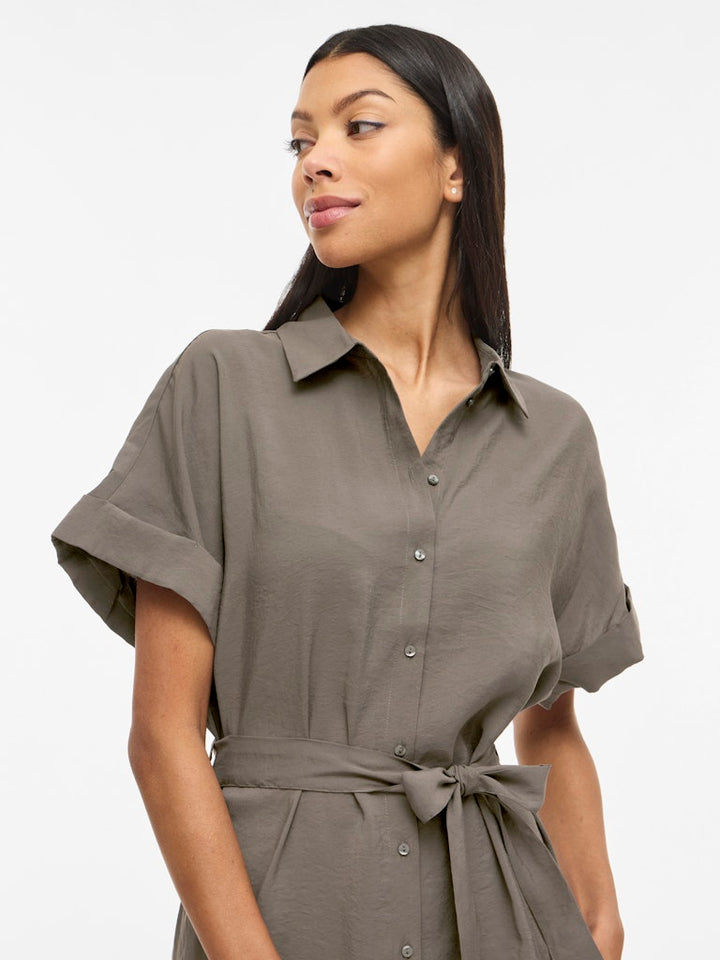 Vihula S/s Midi Shirt Dress - Noos - Taupe