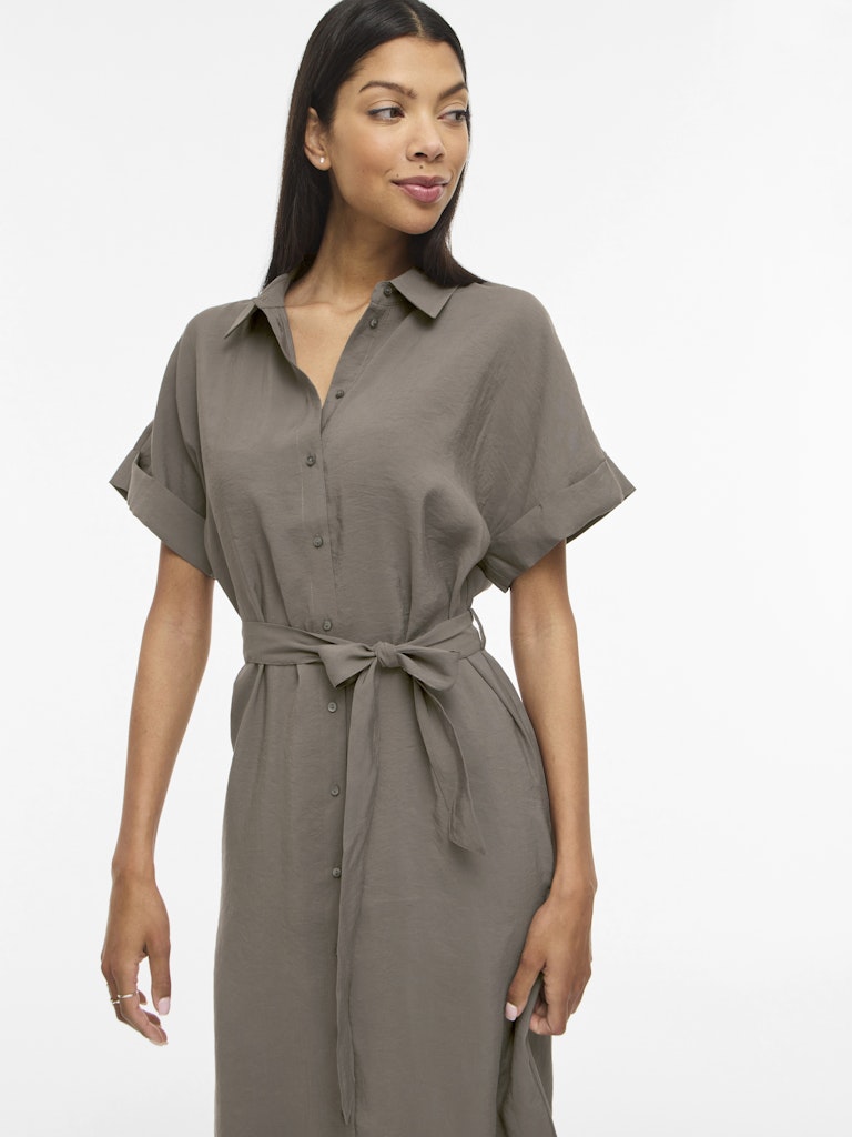 Vihula S/s Midi Shirt Dress - Noos - Taupe