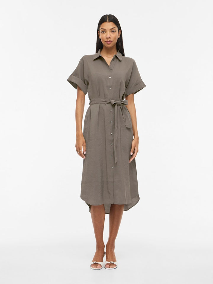 Vihula S/s Midi Shirt Dress - Noos - Taupe
