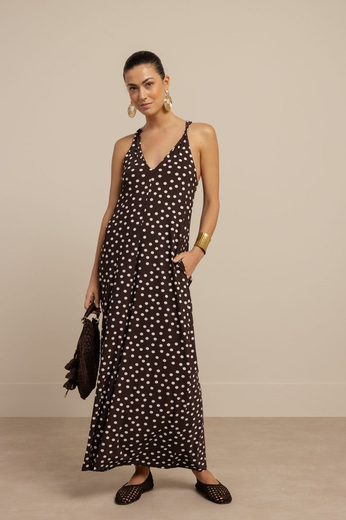 Norah 2way Dot Dress - Bruin Dessin