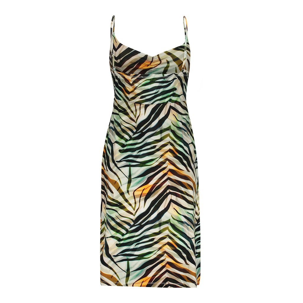 Dress Spaghetti Jersey Aop - Groen Dessin