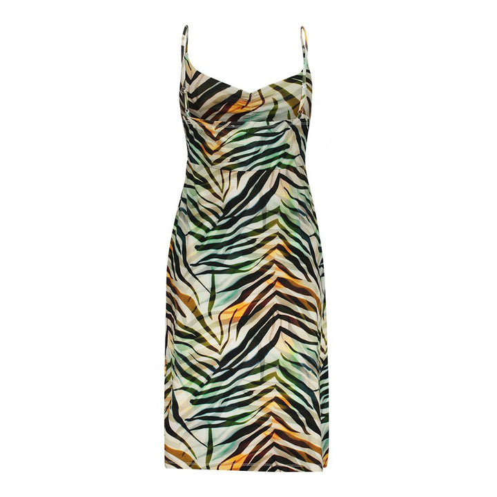 Dress Spaghetti Jersey Aop - Groen Dessin