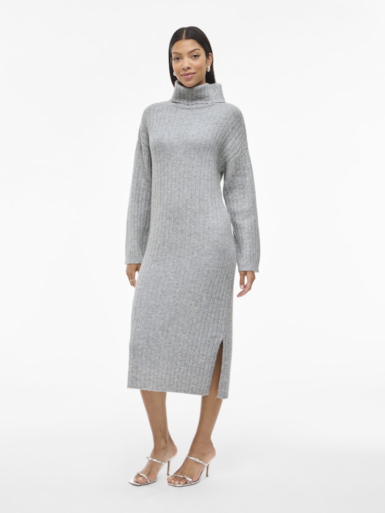 Vilassia Rollneck L/s Knit Dress - Lichtgrijs