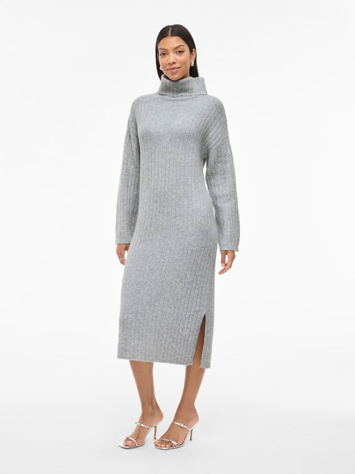 Vilassia Rollneck L/s Knit Dress - Lichtgrijs