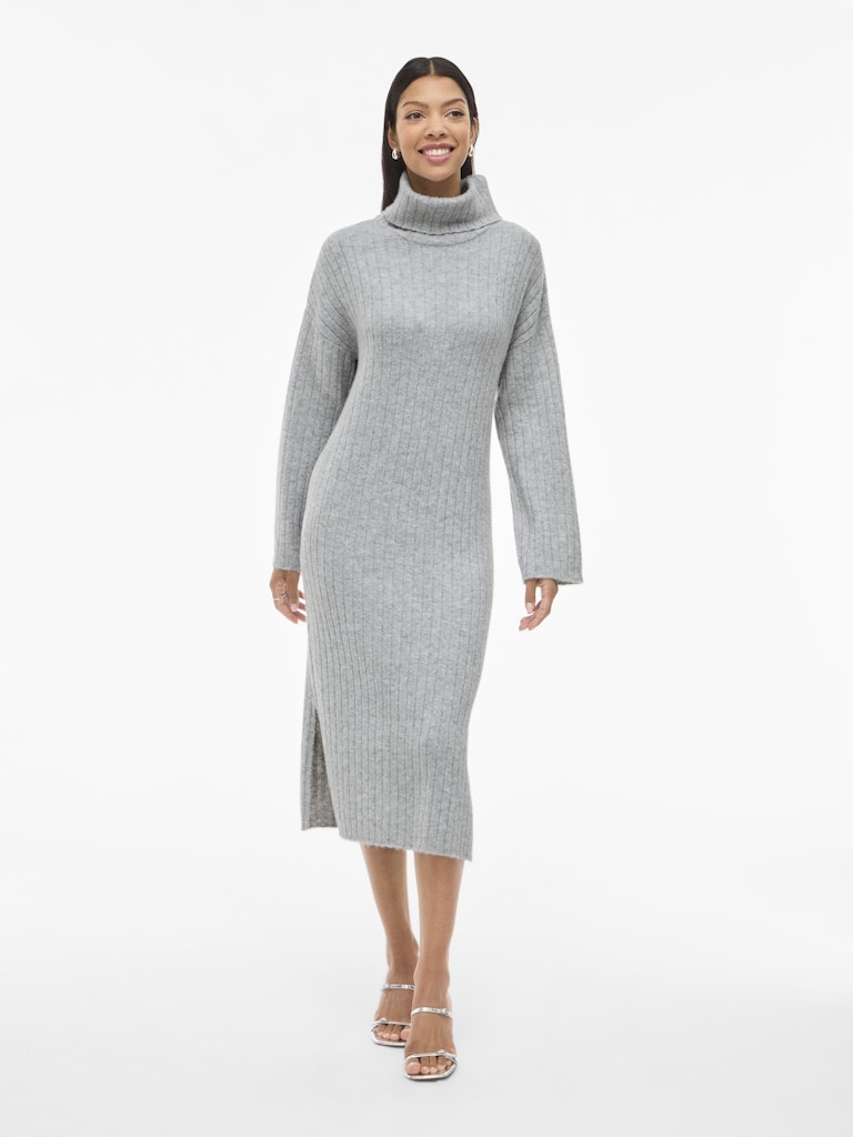 Vilassia Rollneck L/s Knit Dress - Lichtgrijs