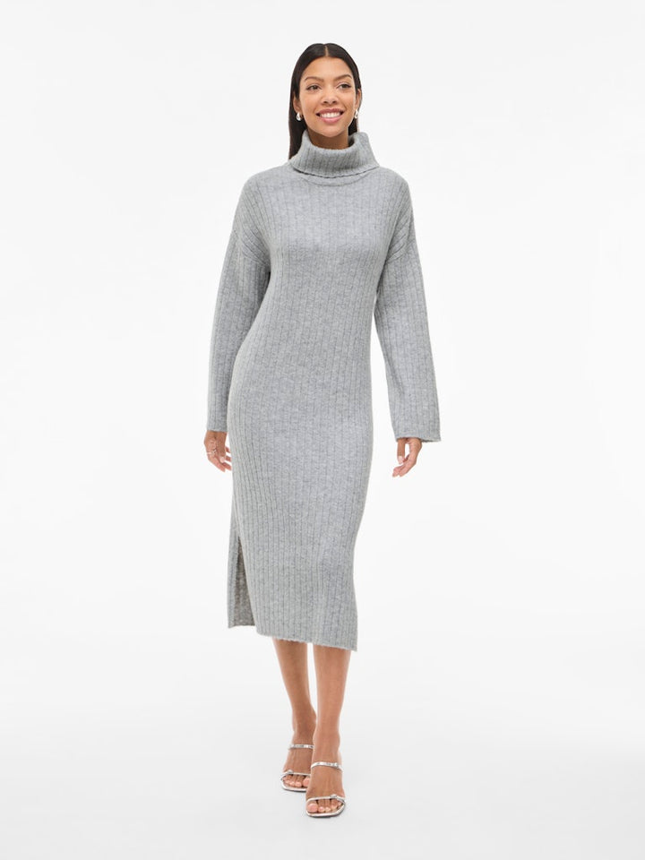 Vilassia Rollneck L/s Knit Dress - Lichtgrijs