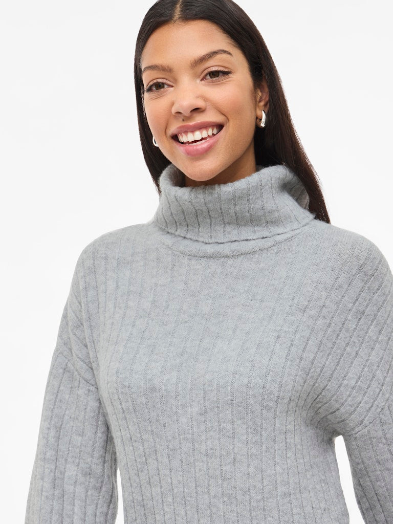 Vilassia Rollneck L/s Knit Dress - Lichtgrijs