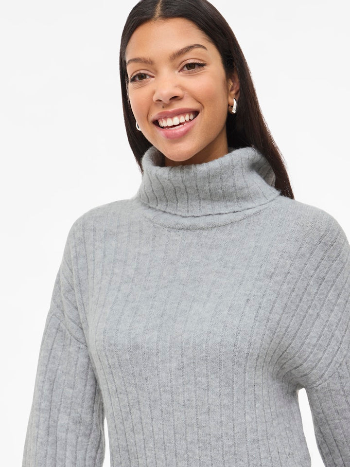 Vilassia Rollneck L/s Knit Dress - Lichtgrijs