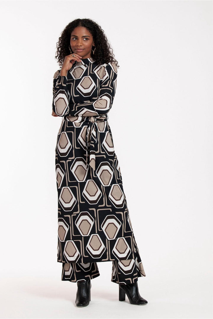 Wendi Graphic Big Dress - Zwart Dessin