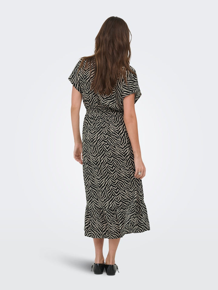 Onlzilla Adele Ss Long Dress Noos Wvn - Zwart Dessin