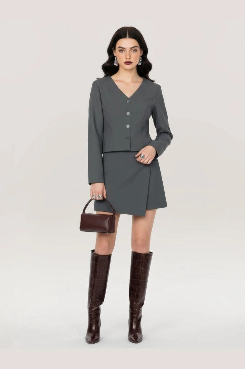 Hdpaula Short Skirt - Grijs Melee