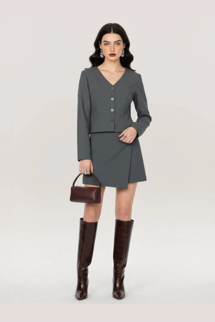 Hdpaula Short Skirt - Grijs Melee