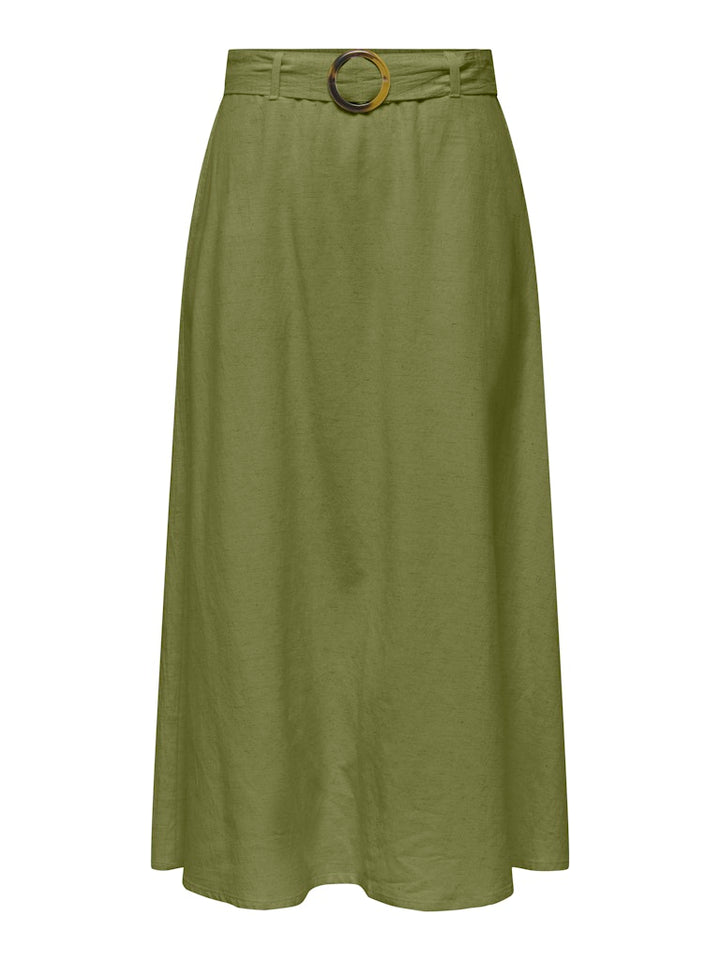 Jdymilan Linen Hw Belted Skirt Wvn Dia - Olijf