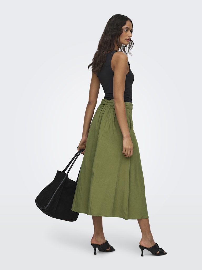 Jdymilan Linen Hw Belted Skirt Wvn Dia - Olijf