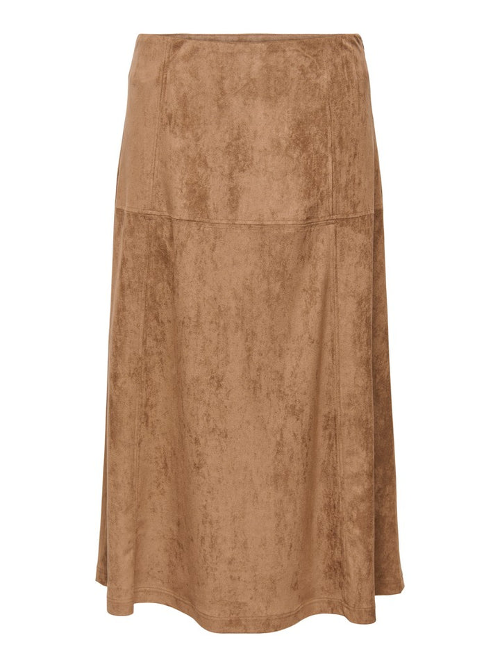 Onllixa Mw Long Faux Suede Skirt Cc Pnt - Camel