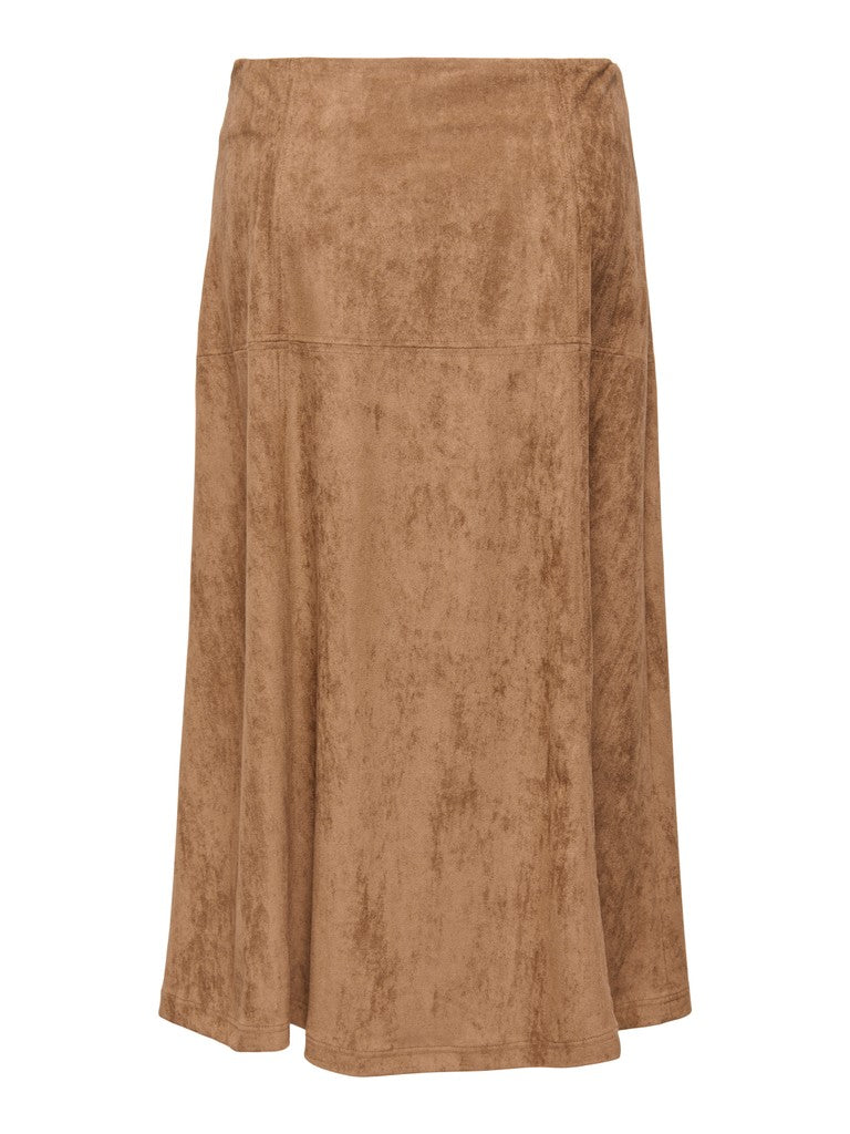 Onllixa Mw Long Faux Suede Skirt Cc Pnt - Camel
