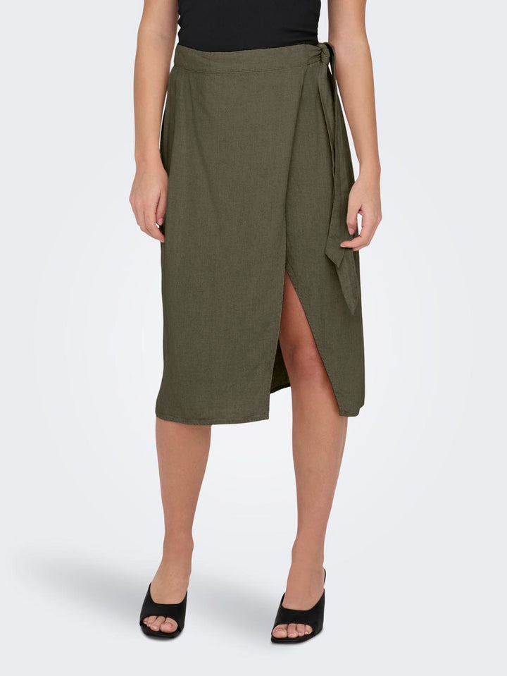 Jdysay Mw Midi Wrap Skirt Wvn Dia - Donkergroen