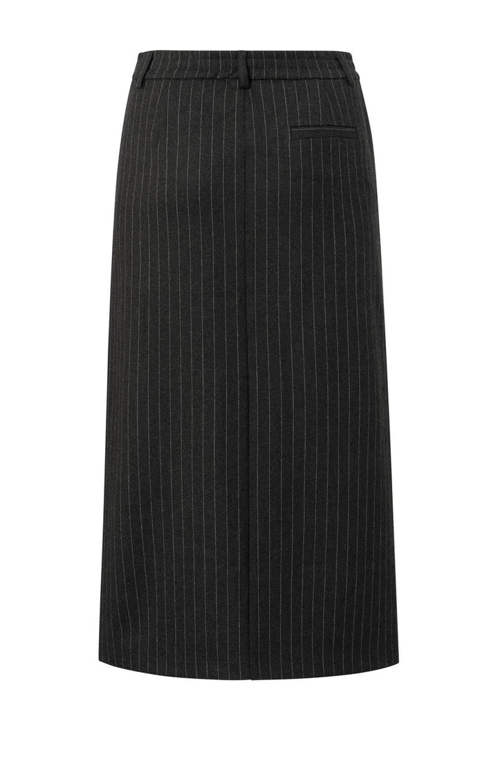 Soft Woven Pinstripe Midi Skir - Grijs Dessin