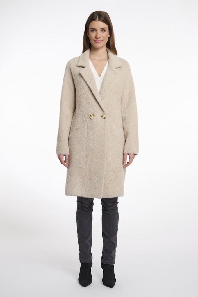 Long Double Breasted Cardigan - Beige