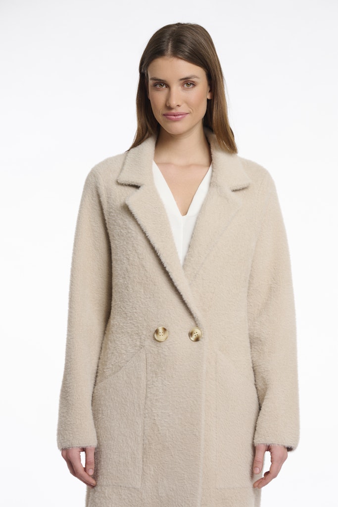 Long Double Breasted Cardigan - Beige
