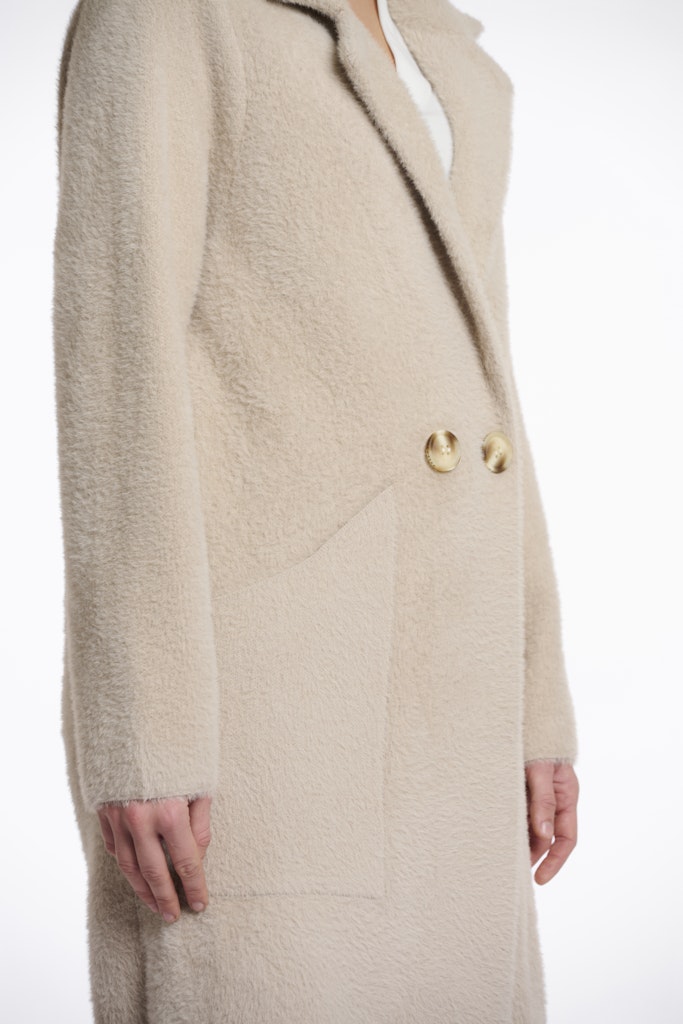 Long Double Breasted Cardigan - Beige