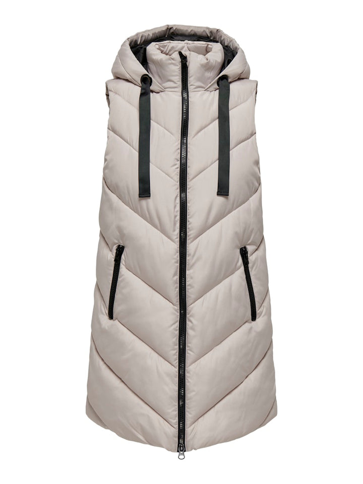 Jdyskylar Padded Hood Waistcoat Otw - Beige