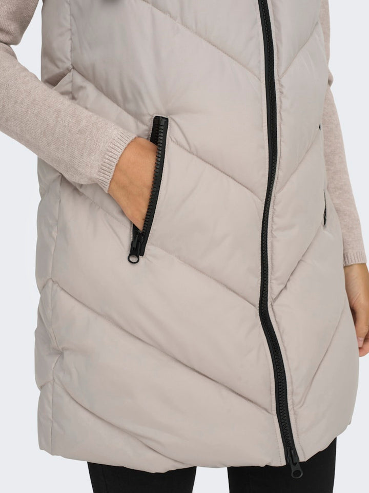 Jdyskylar Padded Hood Waistcoat Otw - Beige
