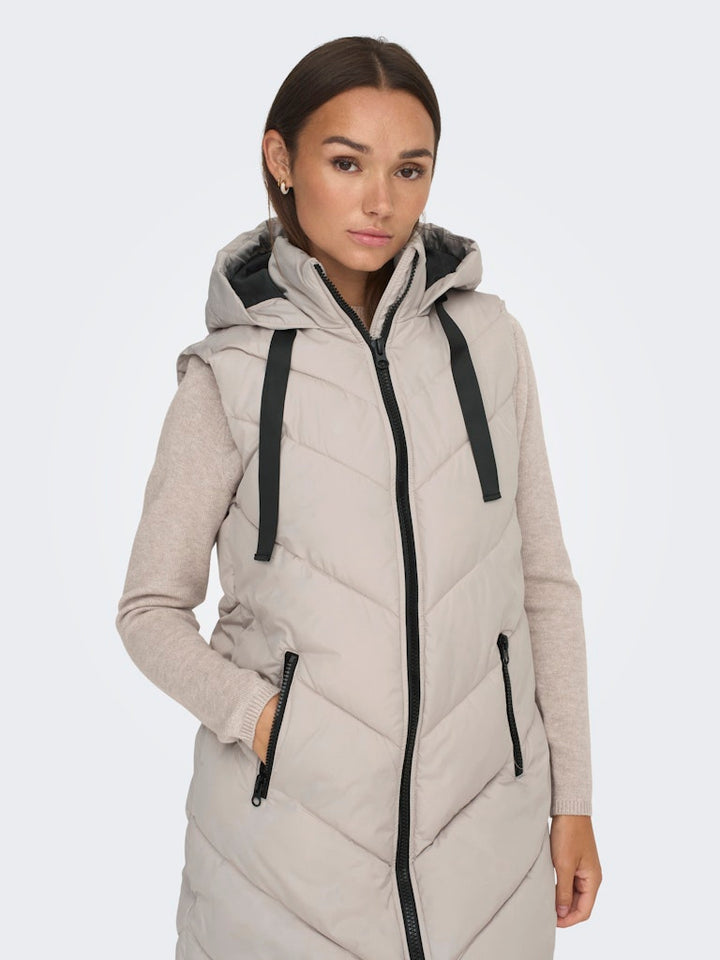 Jdyskylar Padded Hood Waistcoat Otw - Beige