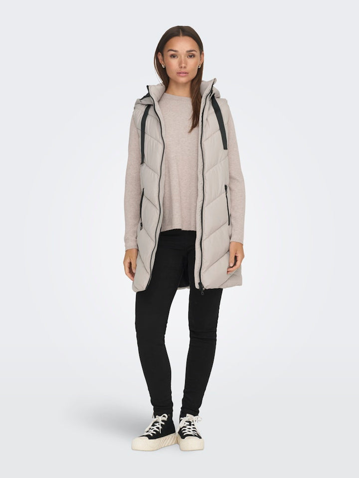 Jdyskylar Padded Hood Waistcoat Otw - Beige