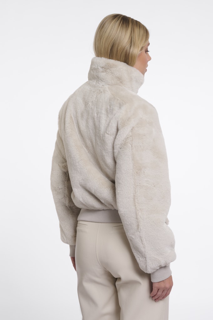 Short Faux Fur Jacket - Beige
